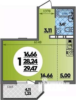 Студия квартира, вторичка, 29м2, 2/17 этаж