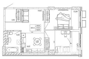 2-к квартира, вторичка, 59м2, 6/20 этаж