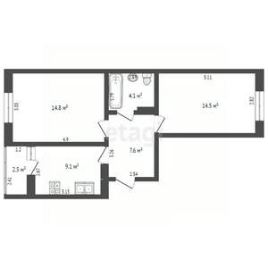 2-к квартира, вторичка, 57м2, 17/22 этаж