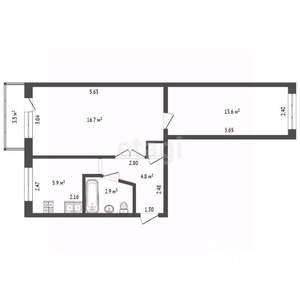 2-к квартира, вторичка, 45м2, 4/5 этаж