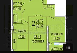 2-к квартира, вторичка, 70м2, 18/22 этаж