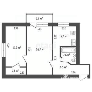 2-к квартира, вторичка, 44м2, 5/5 этаж
