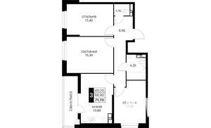 3-к квартира, вторичка, 72м2, 5/12 этаж