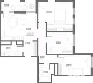 3-к квартира, вторичка, 88м2, 20/24 этаж