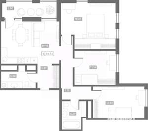 3-к квартира, вторичка, 88м2, 22/24 этаж