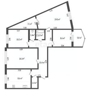 4-к квартира, вторичка, 91м2, 2/9 этаж