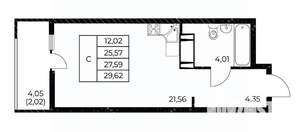 Студия квартира, строящийся дом, 30м2, 6/25 этаж