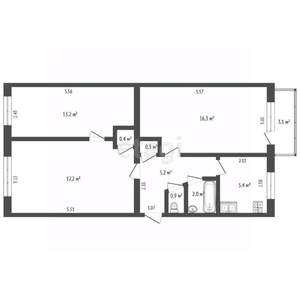 3-к квартира, вторичка, 61м2, 4/5 этаж