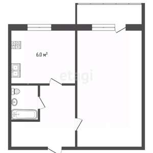 1-к квартира, вторичка, 30м2, 6/9 этаж