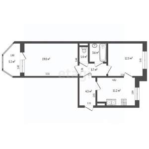 2-к квартира, вторичка, 56м2, 8/10 этаж