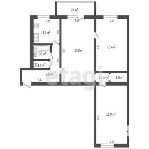 3-к квартира, вторичка, 58м2, 5/5 этаж