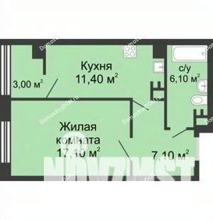 2-к квартира, вторичка, 43м2, 3/16 этаж