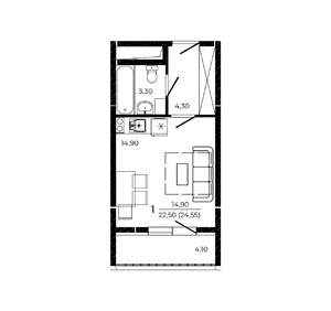 Студия квартира, вторичка, 25м2, 3/19 этаж
