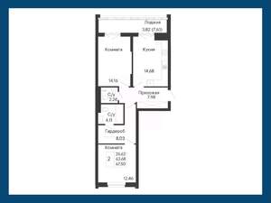 2-к квартира, вторичка, 68м2, 6/8 этаж