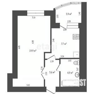 1-к квартира, вторичка, 37м2, 1/11 этаж