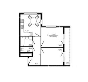 2-к квартира, вторичка, 59м2, 11/19 этаж