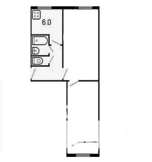 2-к квартира, вторичка, 43м2, 1/5 этаж