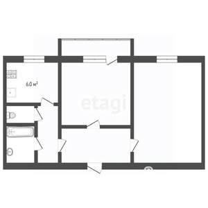2-к квартира, вторичка, 48м2, 4/5 этаж