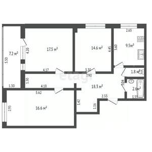3-к квартира, вторичка, 85м2, 3/4 этаж