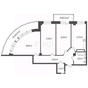 3-к квартира, вторичка, 101м2, 11/24 этаж