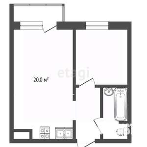 1-к квартира, вторичка, 42м2, 8/21 этаж
