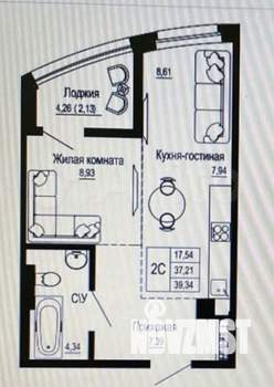 Студия квартира, вторичка, 40м2, 19/26 этаж