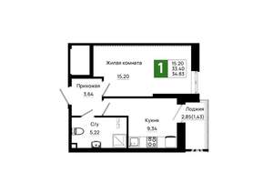 1-к квартира, вторичка, 35м2, 2/25 этаж