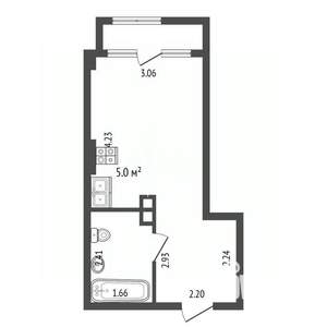 Студия квартира, вторичка, 22м2, 1/25 этаж