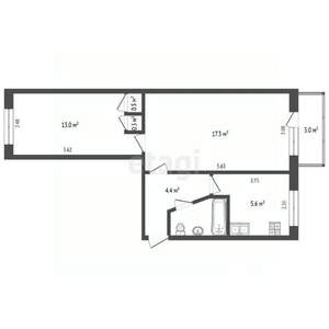 2-к квартира, вторичка, 45м2, 4/5 этаж