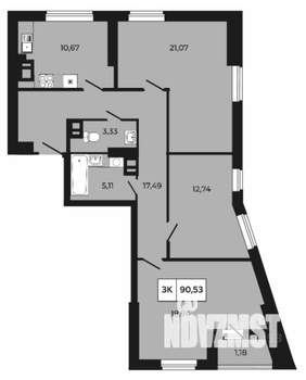 3-к квартира, вторичка, 91м2, 5/21 этаж