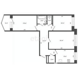 3-к квартира, вторичка, 67м2, 5/9 этаж