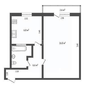 1-к квартира, вторичка, 32м2, 5/5 этаж