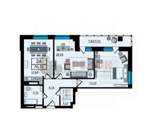 3-к квартира, вторичка, 76м2, 19/26 этаж