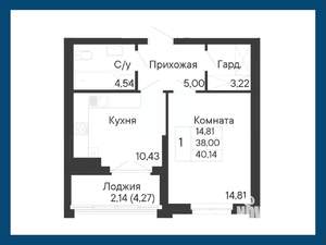 1-к квартира, вторичка, 40м2, 2/8 этаж