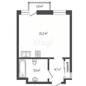 Студия квартира, вторичка, 30м2, 5/25 этаж