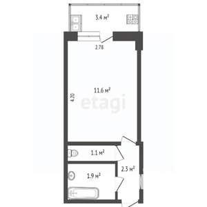 Студия квартира, вторичка, 22м2, 8/12 этаж