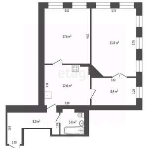 3-к квартира, вторичка, 73м2, 1/1 этаж