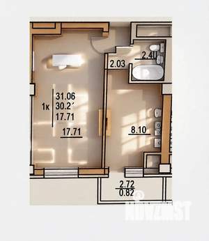 1-к квартира, вторичка, 32м2, 7/9 этаж