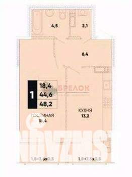 1-к квартира, вторичка, 48м2, 11/24 этаж