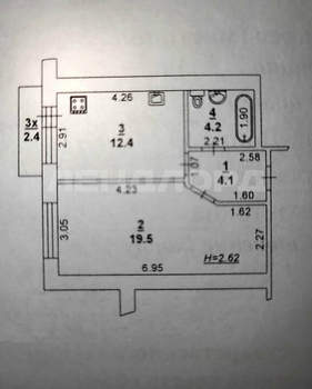 1-к квартира, вторичка, 40м2, 9/10 этаж