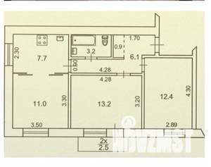 3-к квартира, вторичка, 55м2, 8/9 этаж