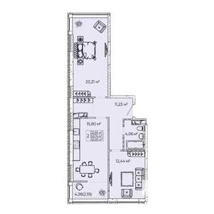 2-к квартира, вторичка, 66м2, 2/23 этаж