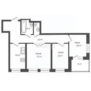3-к квартира, вторичка, 98м2, 11/24 этаж
