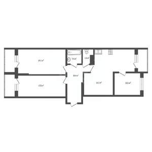 3-к квартира, вторичка, 94м2, 7/25 этаж