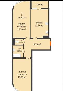 3-к квартира, вторичка, 70м2, 2/19 этаж
