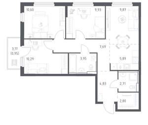 3-к квартира, вторичка, 70м2, 6/17 этаж