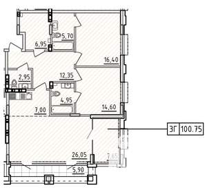 3-к квартира, вторичка, 101м2, 8/10 этаж