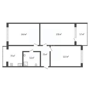 3-к квартира, вторичка, 60м2, 3/5 этаж
