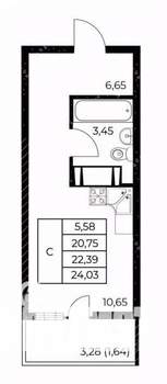 Студия квартира, вторичка, 24м2, 13/25 этаж