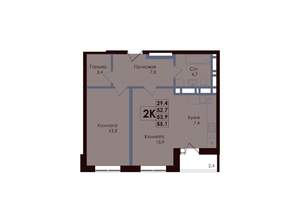 2-к квартира, вторичка, 54м2, 23/25 этаж